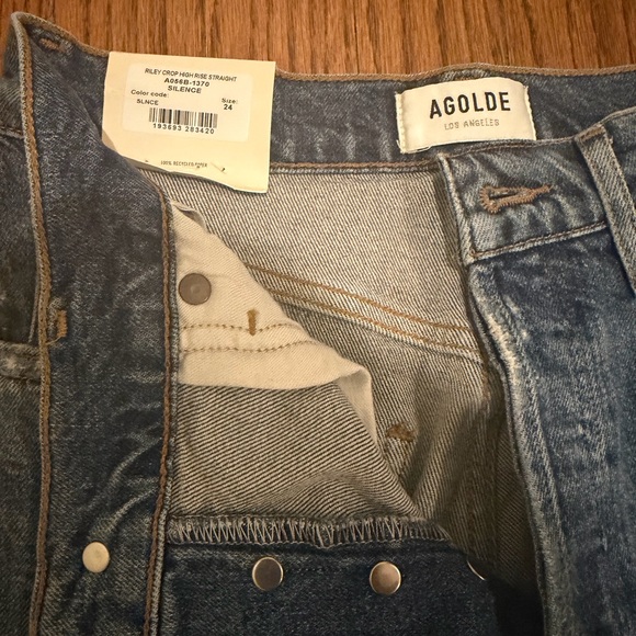 Agolde Riley High Rise Jeans in Blue - Picture 2 of 3